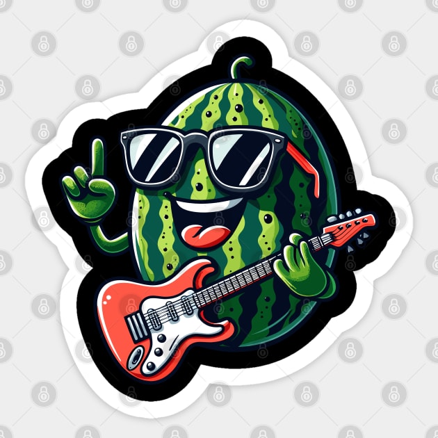 Melon Playing Guitar Sticker by Graceful Designs